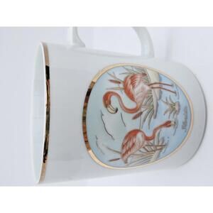 Vintage 1987 Lefton China Florida Flamingo Mug Collectible Gold Trim Cup 08106